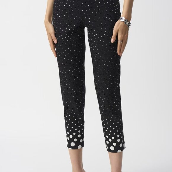 Joseph Ribkoff Cropped Polka Dot Stretch Pull On High Rise Trousers - Picture 3 of 16